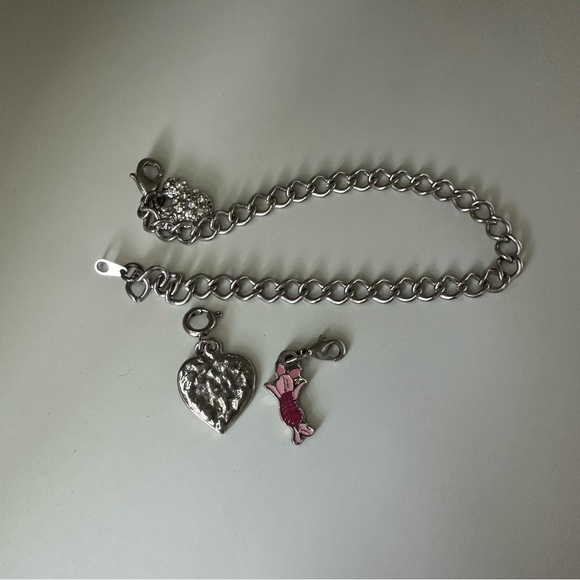 Disney Charm Bracelet Silver-Tone w Piglet Mickey Friends - Picture 3 of 10